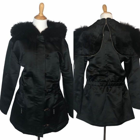 Last Chance Trilogy Black Fur Lined/Trim Hooded Parka Jacket - Picture 3 of 16